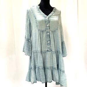 Faherty Cotton Gauze Kasey Dress, Indigo Washed